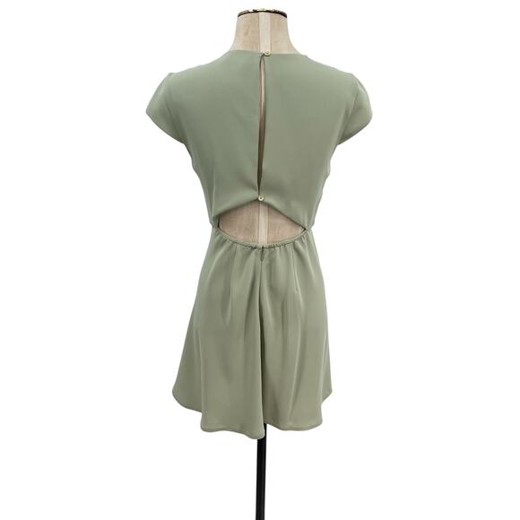 Aritiza‎ Babaton Hamptons Mini Dress Short Sleeve Cut Out Sage Green Size 0 - Picture 8 of 14